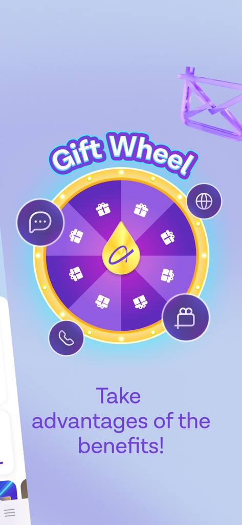 Azercell - Azercell app gift wheel interface showing various rewards and benefits for mobile users