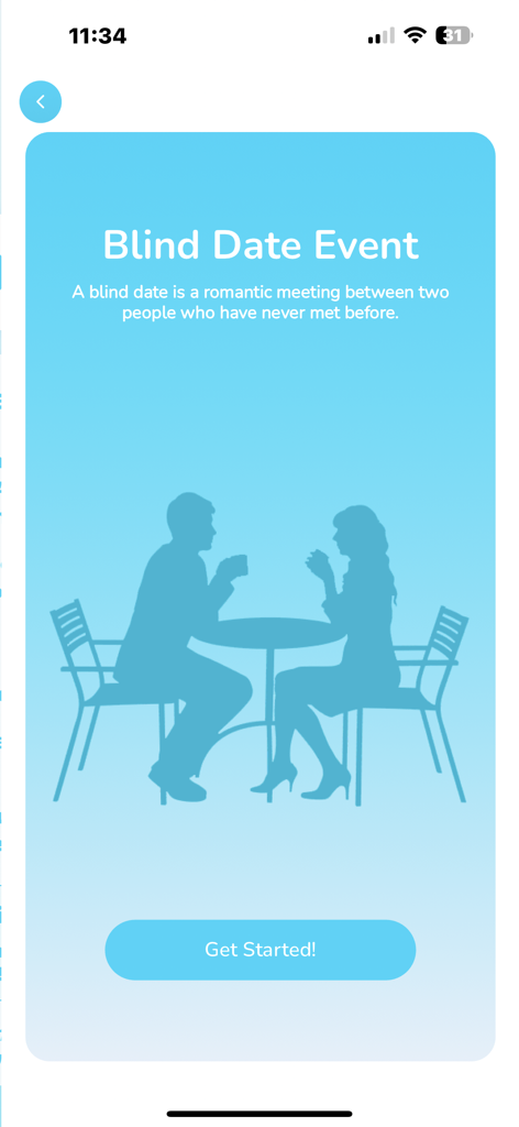 Burmese Cupid - Blind date event feature screen on Burmese Cupid dating app