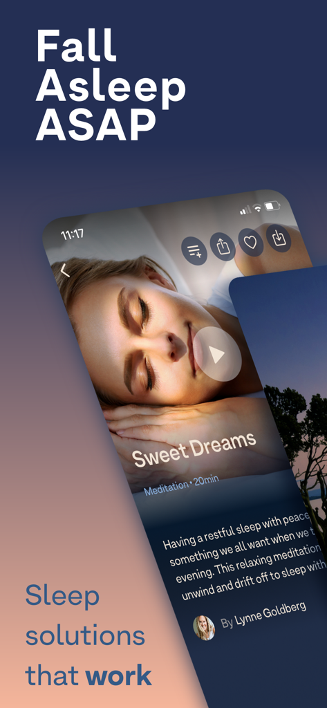 Breethe: Sleep & Meditation - Breethe app interface featuring a Sweet Dreams guided sleep meditation session for fast relaxation.