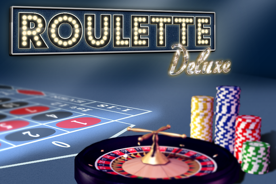 Roulette Deluxe - Roulette Deluxe game screen featuring a 3D roulette wheel and stacks of casino chips