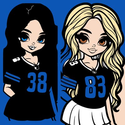 girl model wearing a detroit lions jersey