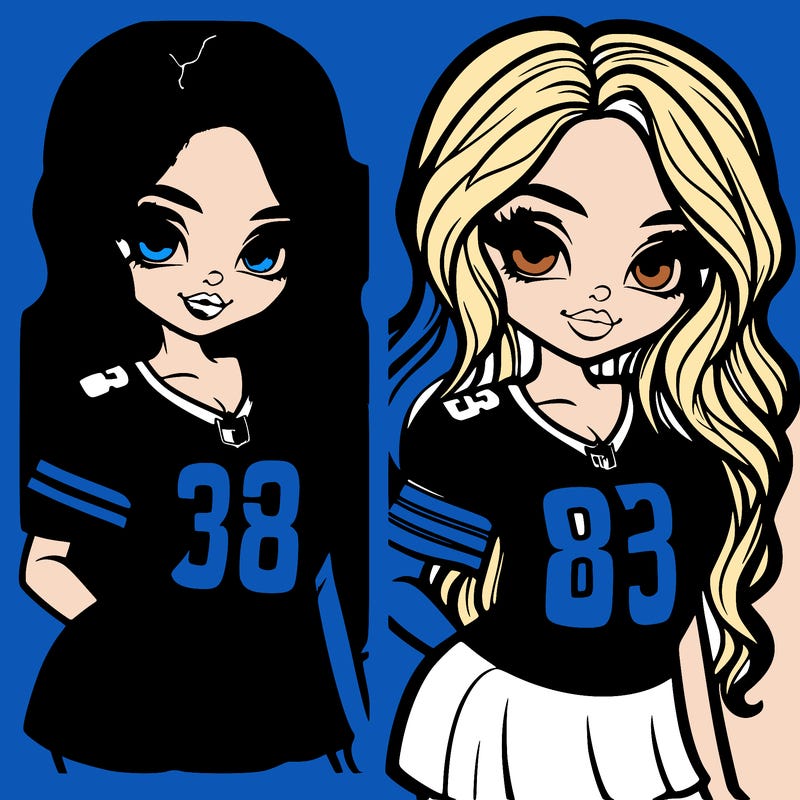 girl model wearing a detroit lions jersey