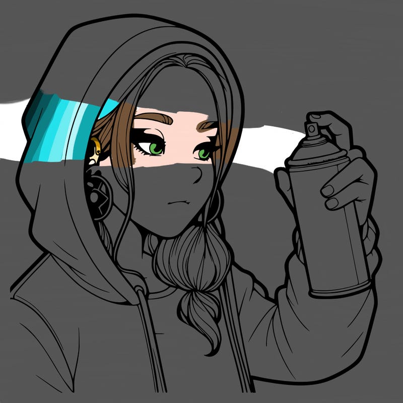 a realistic girl, spray painting