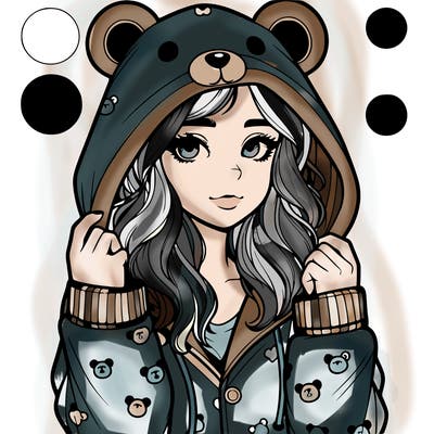 realistic girl in a animal pjs hoodie