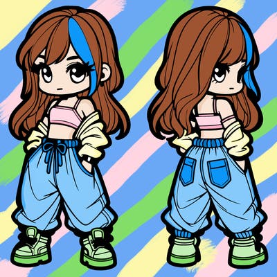 girl in crop top and baggy pants