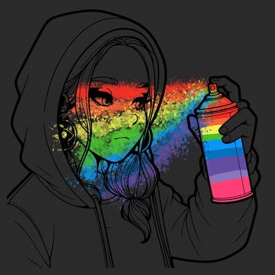 a realistic girl, spray painting