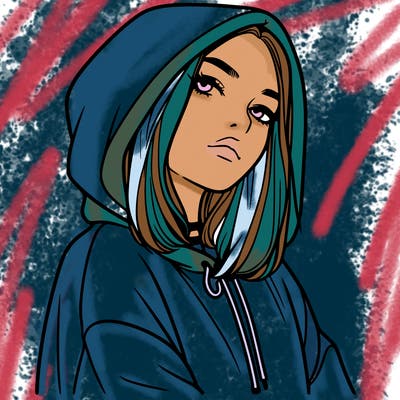 a realistic girl in a hoodie