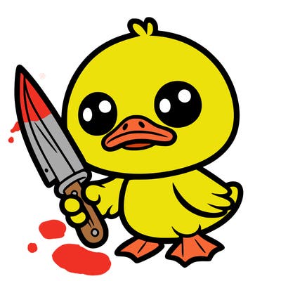 cute duck with knife