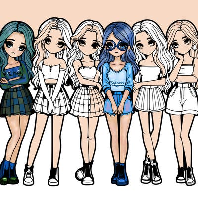 a group of girls realistic