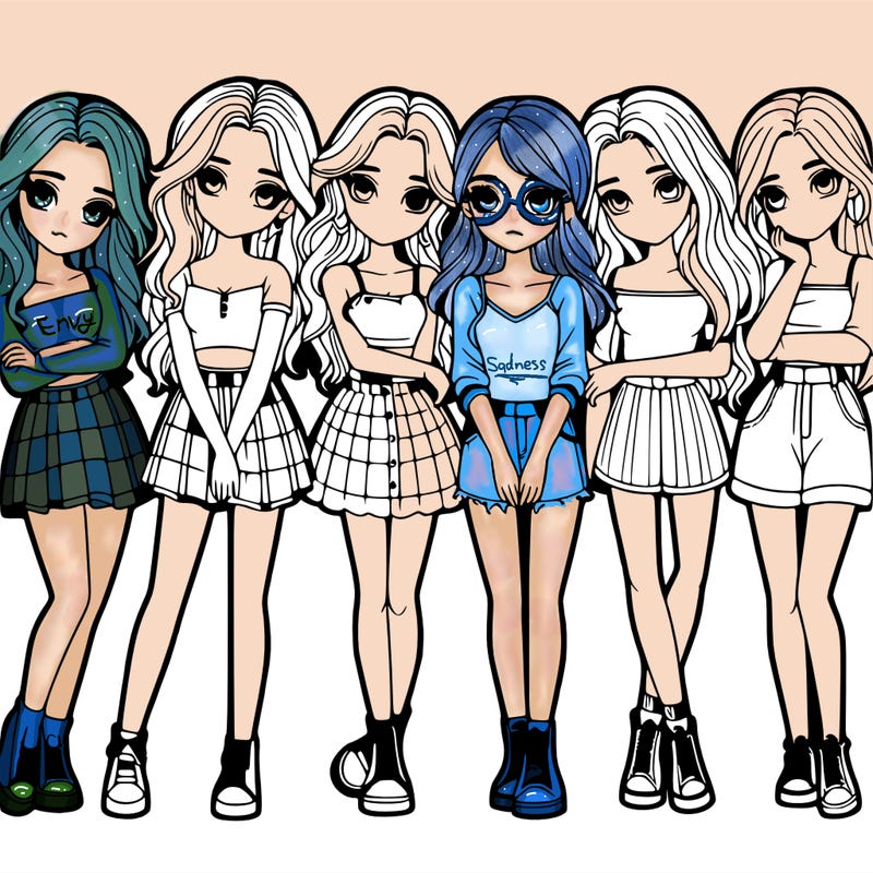 a group of girls realistic