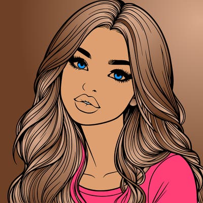 realistic girl with hair on her hair and lips