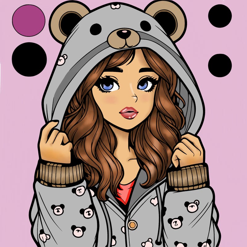 realistic girl in a animal pjs hoodie