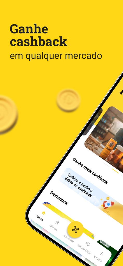 Dinerama - Dinerama mobile app screen displaying grocery cashback offers and receipt scanning button