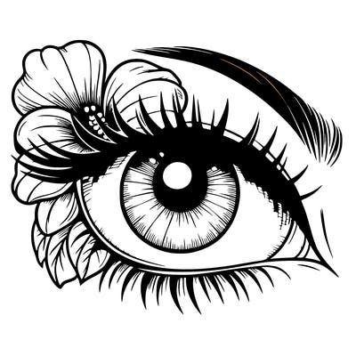 realistic eye with flower