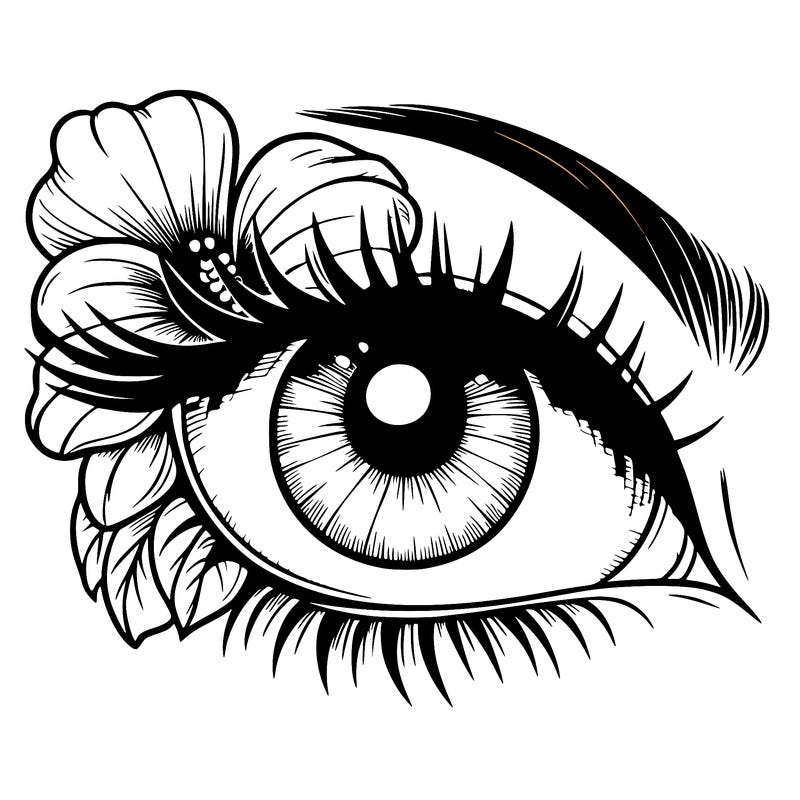 realistic eye with flower
