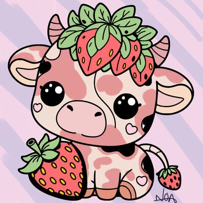 cute strawberry cow