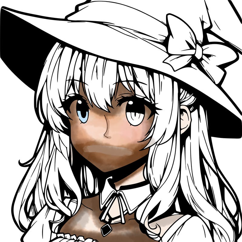 anime witch woman with nose and mouth