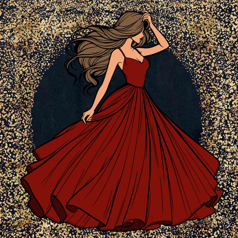 realistic woman with dress flowing in the wind