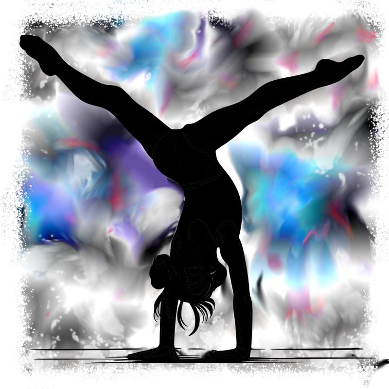 realistic gymnastic hand stand girl in four splits