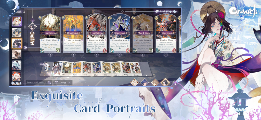 Retratos de cartas exquisitos de Onmyoji The Card Game y arte de personajes estilo anime