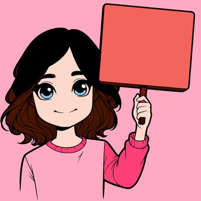 realistic girl holding up a sign
