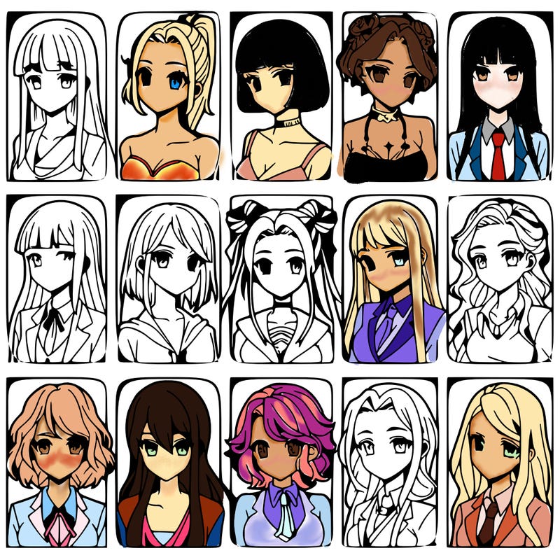 girls that look diffrent anime