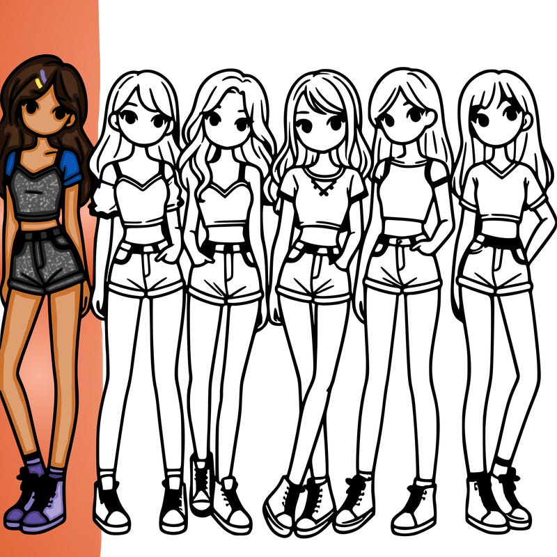 a group of girls wearing crop tops and shorts