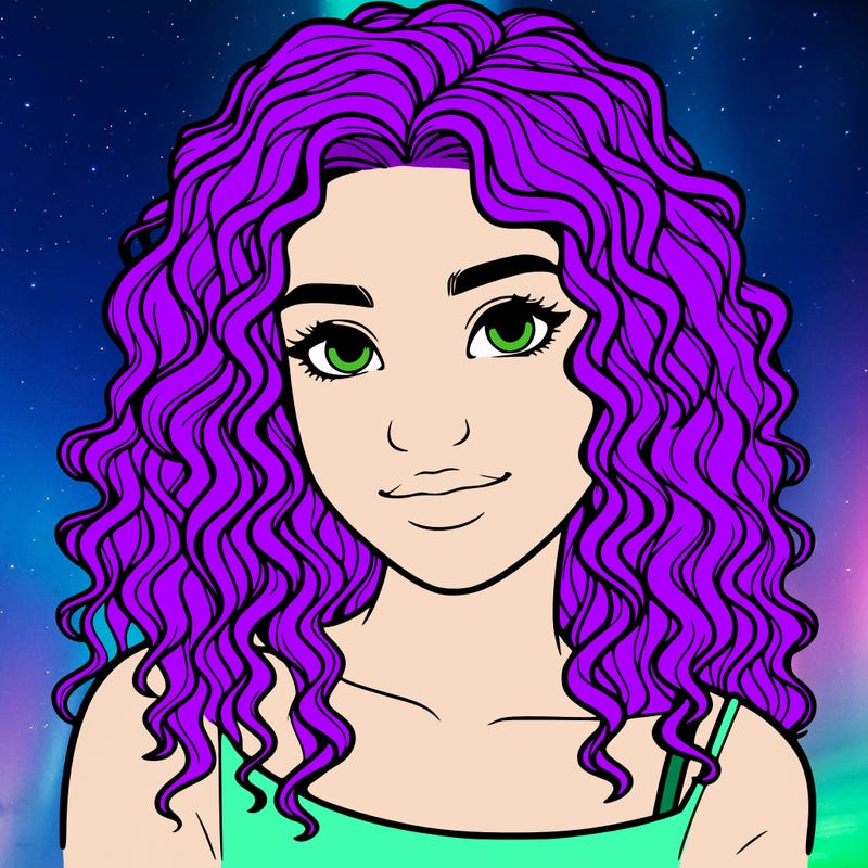realistic, teenage girl with curly hair