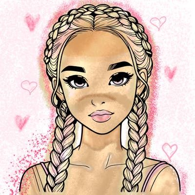 realistic girl with braids