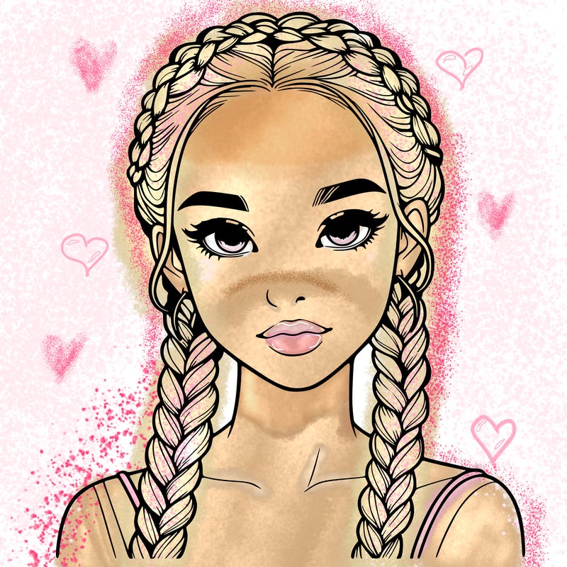 realistic girl with braids