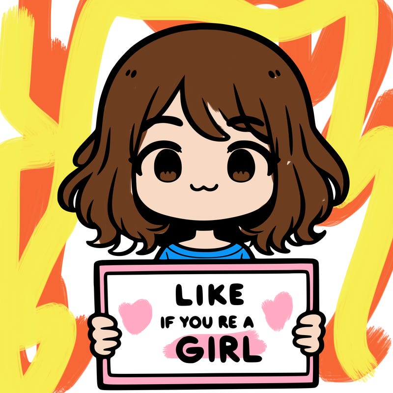 a cute girl holding a sign that says like if you’re a girl