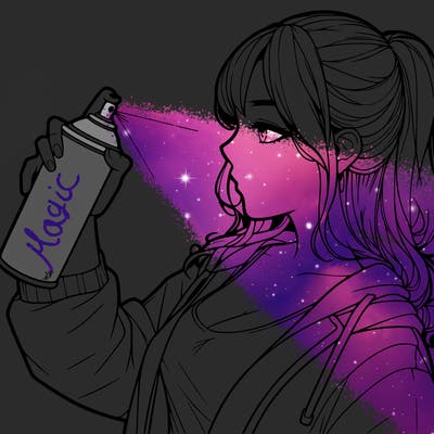 a realistic girl spray, painting