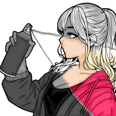 a realistic girl spray, painting