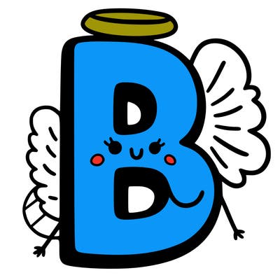 letter b with a halo and wings
