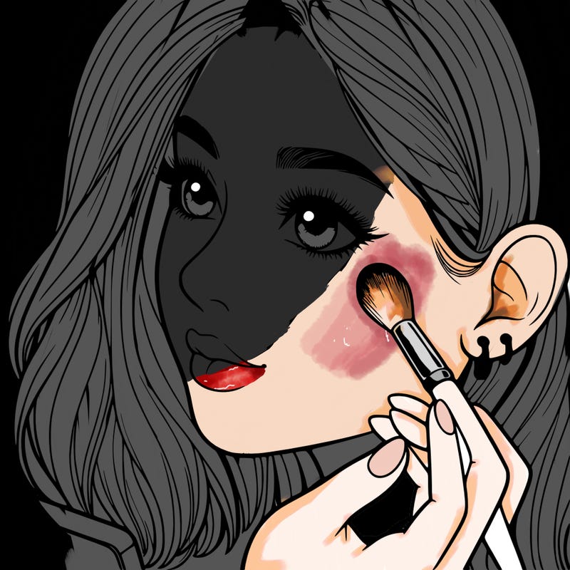 a realistic girl doing her makeup