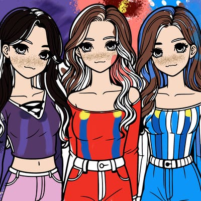 a group of realistic girls