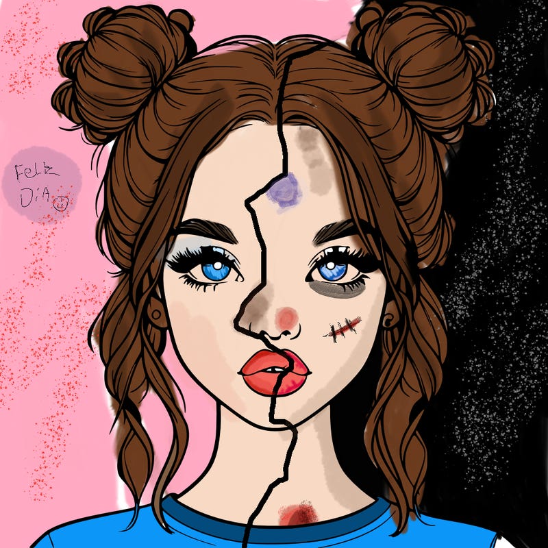 realistic girl with two buns in hair and lips