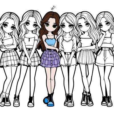 a group of girls realistic