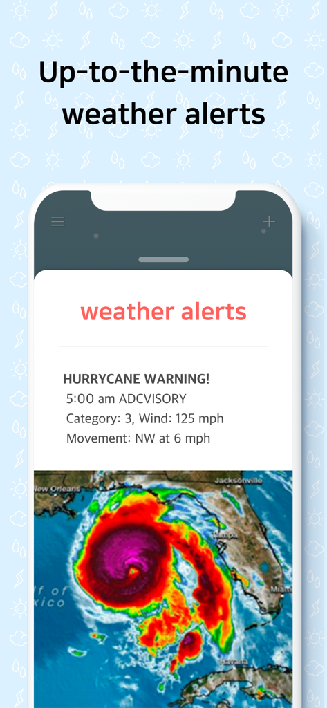 Weather Screen-Widget & Radar - A hurricane warning and radar map displayed on the Weather Screen app interface