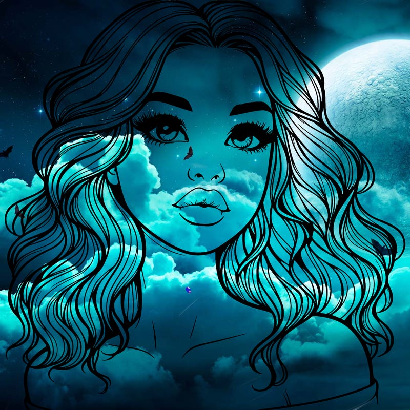 realistic girl with wavy hair and lips