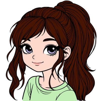 realistic girl with ponytail