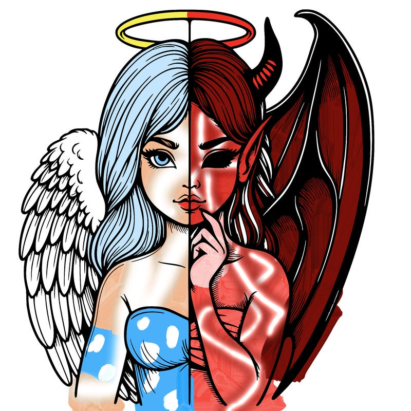 realistic angel half demon