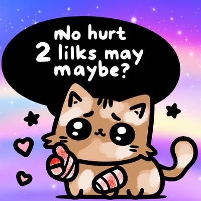 cute cat thats been hurt saiying 2 likes maybe