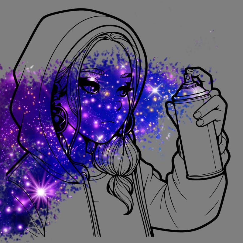 a realistic girl, spray painting