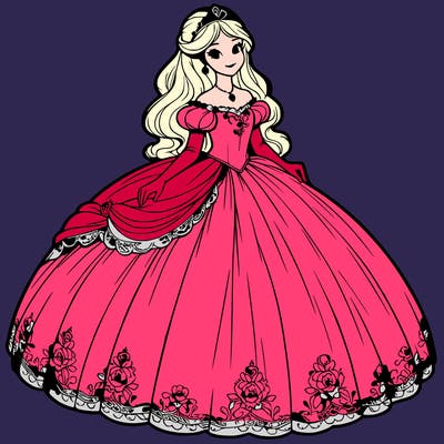 realistic princess in big dress