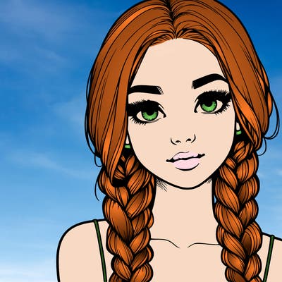 realistic girl with braids