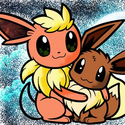 sylveon hugging eevee