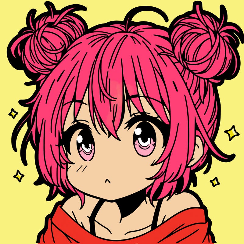 a manga girl with messy small buns