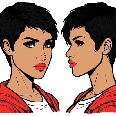 realistic woman rebel with short hair