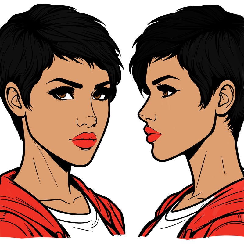 realistic woman rebel with short hair